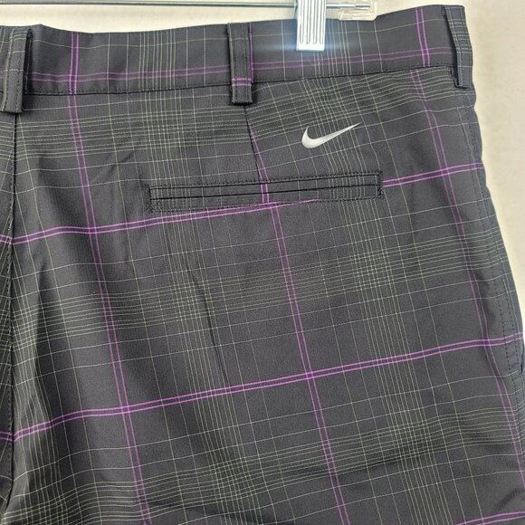 Nike Golf Mens Plaid Shorts Purple Gray Checkered Performance Fit Size 40 - Picture 6 of 12